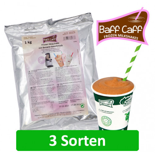 Baff Caff | 1-kg-Beutel Frozen Coffee- oder Milkshake-Pulver in 3 Sorten