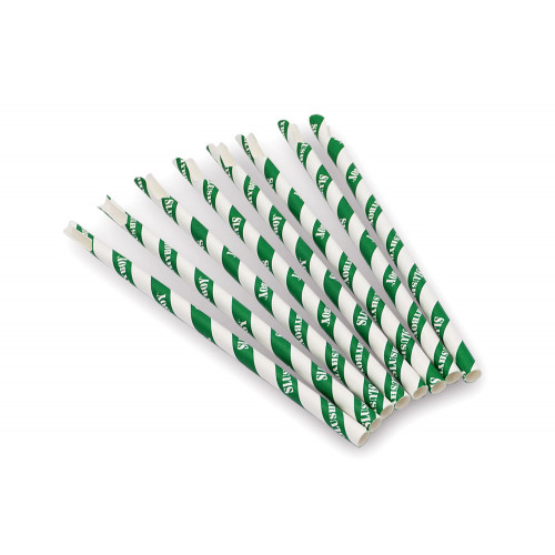 Papier-Löffelhalme, grün/weiß, 100 Stück/Beutel, 60 Beutel/Karton